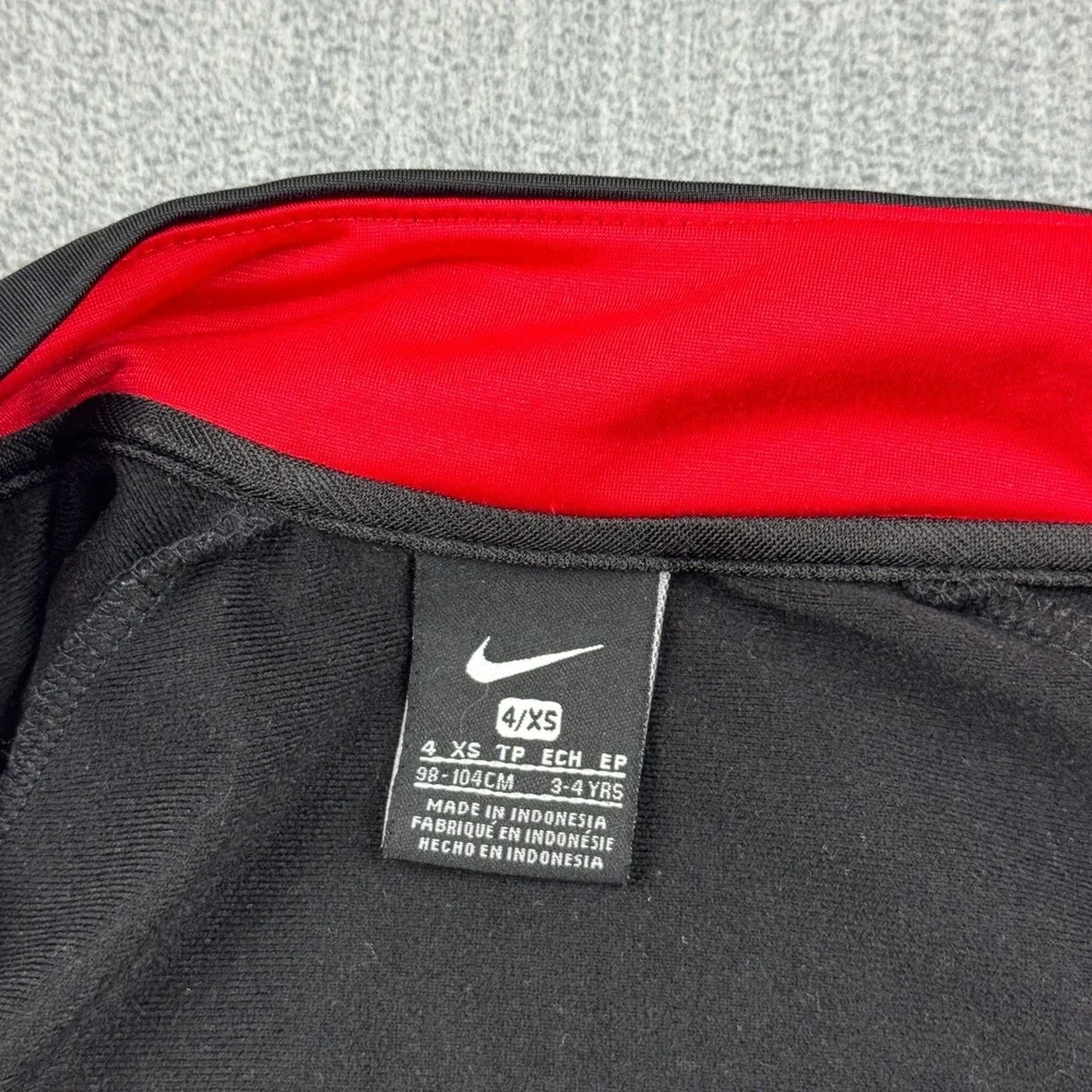 Nike Jacket Kids 4 XS‎ Red Black Full Zip Track Swoosh Logo Outdoor Active